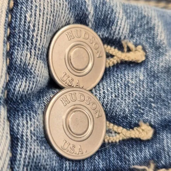 Hudson Jeans Womens 12 Blue Lighter Wash Straight Leg Stretch Denim Flap Pockets - Picture 9 of 14